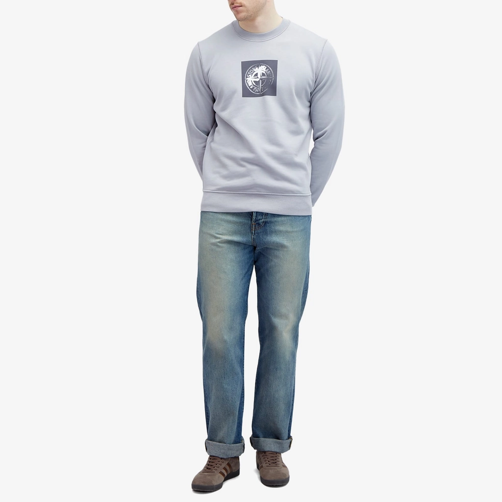 Stone Island Men's Institutional One Badge Print Crew Sweat Dust